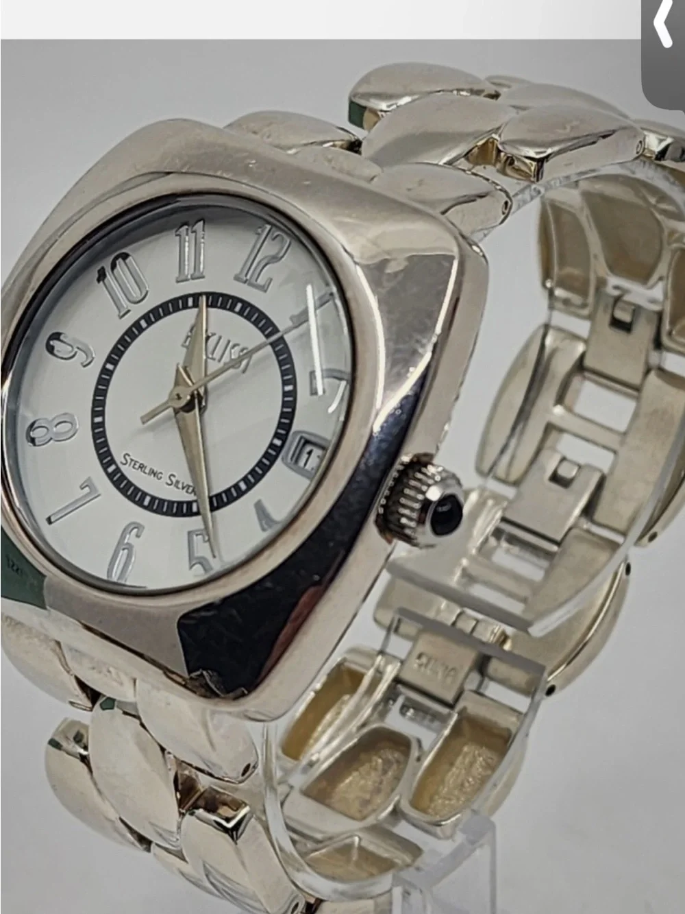 💜 SOLID SILVER Ecclissi 925 Sterling Silver Case & Band Quartz Watch 35mm